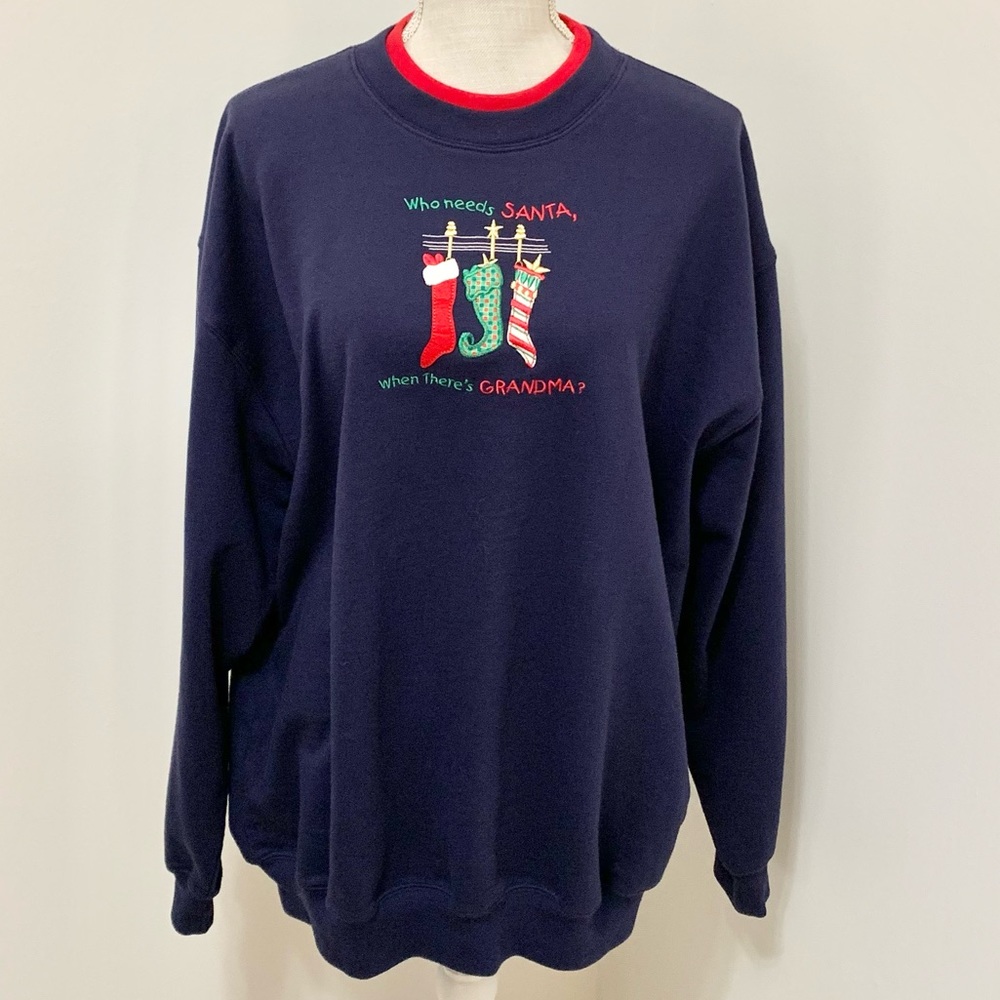 90s NWT Who Needs Santa When There’s Grandma Christmas Sweatshirt - XL